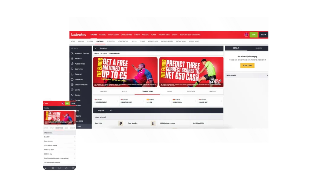 Ladbrokes Football Betting Interface