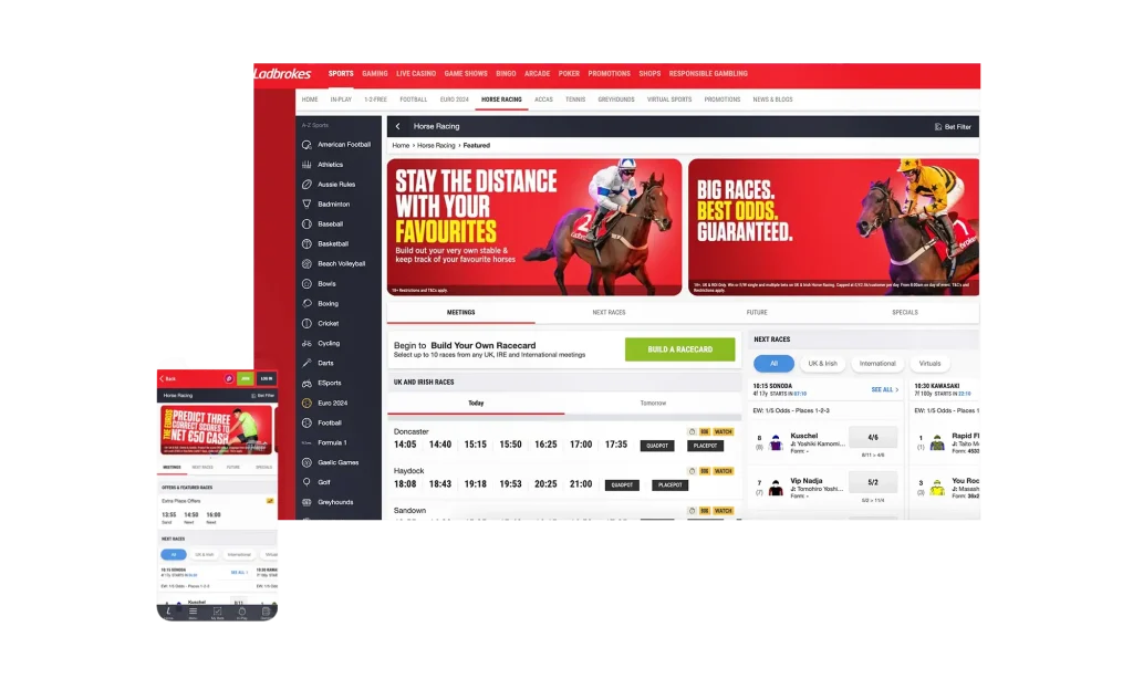 Ladbrokes Horse Racing betting interface